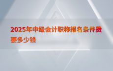 2025年中级会计职称报名条件费要多少钱