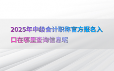 2025年中级会计职称官方报名入口在哪里查询信息呢