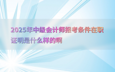 2025年中级会计师报考条件在职证明是什么样的啊