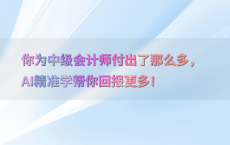 你为中级会计师付出了那么多，AI精准学帮你回报更多！