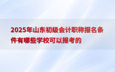 2025年山东初级会计职称报名条件有哪些学校可以报考的