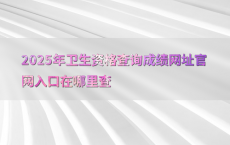 2025年卫生资格查询成绩网址官网入口在哪里查