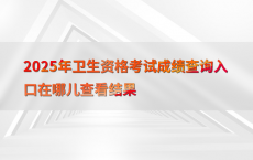 2025年卫生资格考试成绩查询入口在哪儿查看结果