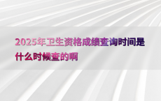 2025年卫生资格成绩查询时间是什么时候查的啊