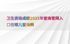 卫生资格成绩2025年查询官网入口在哪儿查询啊