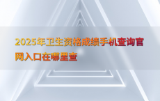 2025年卫生资格成绩手机查询官网入口在哪里查