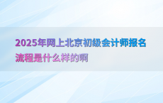 2025年网上北京初级会计师报名流程是什么样的啊
