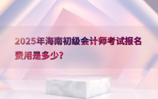 2025年海南初级会计师考试报名费用是多少?