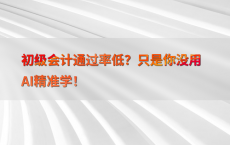 初级会计通过率低？只是你没用AI精准学！