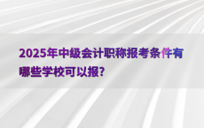 2025年中级会计职称报考条件有哪些学校可以报?