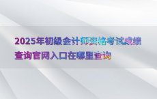 2025年初级会计师资格考试成绩查询官网入口在哪里查询