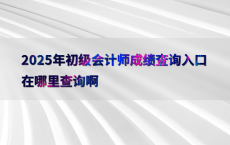 2025年初级会计师成绩查询入口在哪里查询啊