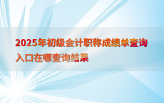 2025年初级会计职称成绩单查询入口在哪查询结果