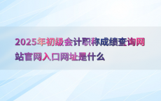 2025年初级会计职称成绩查询网站官网入口网址是什么