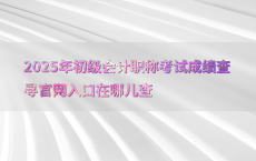 2025年初级会计职称考试成绩查寻官网入口在哪儿查