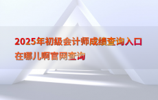 2025年初级会计师成绩查询入口在哪儿啊官网查询