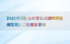 2025年初级会计查询成绩时间查询官网入口在哪查看啊