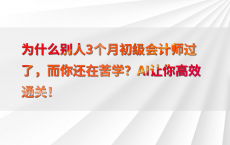为什么别人3个月初级会计师过了，而你还在苦学？AI让你高效通关！