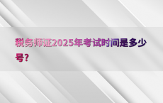 税务师证2025年考试时间是多少号?