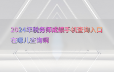 2024年税务师成绩手机查询入口在哪儿查询啊