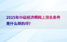 2025年中级经济师网上报名条件是什么样的呀?