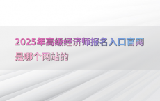 2025年高级经济师报名入口官网是哪个网站的