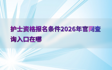 护士资格报名条件2026年官网查询入口在哪