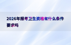 2026年报考卫生资格有什么条件要求吗