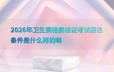 2026年卫生资格资格证考试报名条件是什么样的啊