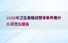 2026年卫生资格证报考条件是什么呢怎么报名