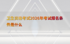 卫生资格考试2026年考试报名条件是什么