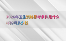 2026年卫生资格报考条件是什么样的啊多少钱