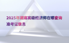 2025年湖南高级经济师在哪查询准考证信息