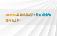 2025年兵团高级经济师在哪查询准考证打印