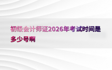 初级会计师证2026年考试时间是多少号啊