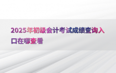 2025年初级会计考试成绩查询入口在哪查看