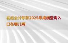 初级会计职称2025年成绩查询入口在哪儿啊