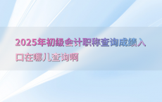 2025年初级会计职称查询成绩入口在哪儿查询啊