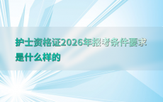 护士资格证2026年报考条件要求是什么样的