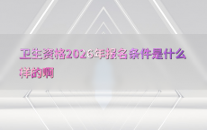 卫生资格2026年报名条件是什么样的啊