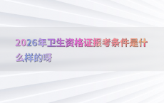 2026年卫生资格证报考条件是什么样的呀