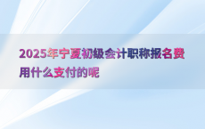2025年宁夏初级会计职称报名费用什么支付的呢