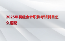 2025年初级会计职称考试科目怎么搭配