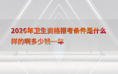 2026年卫生资格报考条件是什么样的啊多少钱一年