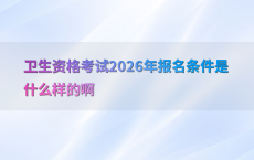 卫生资格考试2026年报名条件是什么样的啊