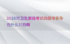 2026年卫生资格考试的报考条件是什么样的啊