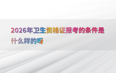 2026年卫生资格证报考的条件是什么样的呀